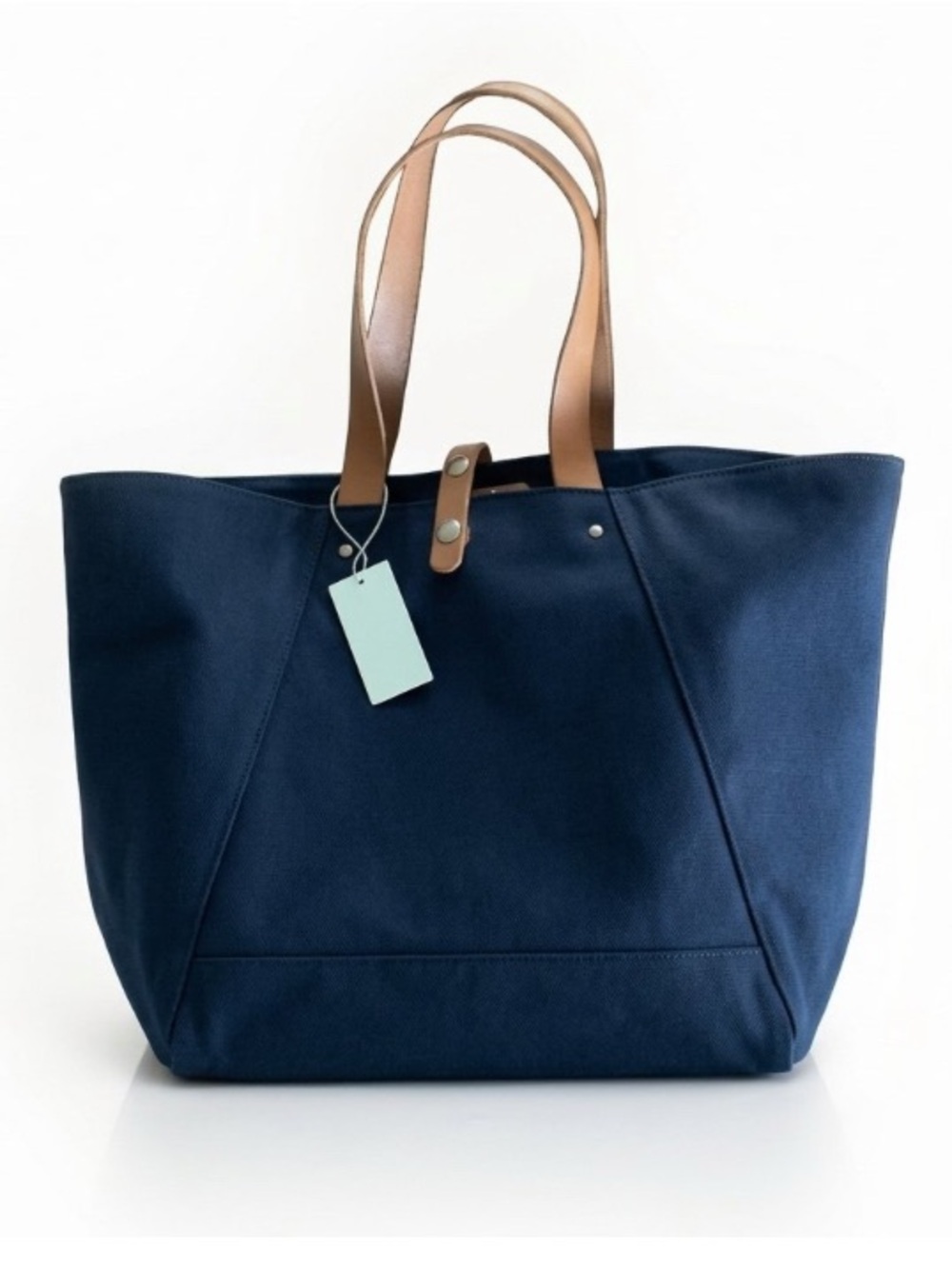 NWT MAKR Navy Canvas Farm Tote Leather Handles utility market luxury minimalist